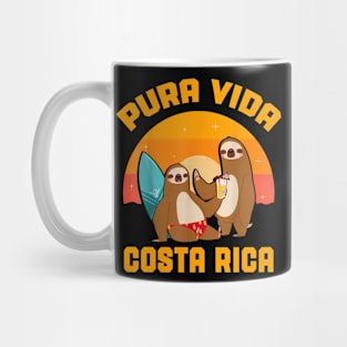 Pura Vida Costa Rica Sloth Surfing Sleepy Summer Vacation Mug